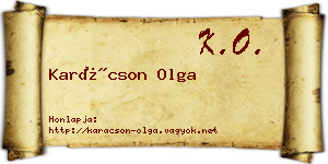 Karácson Olga névjegykártya