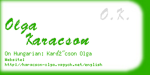 olga karacson business card
